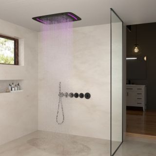 Душевой комплект Timo Saona SX-2319/03SM с термостатом чёрный матовый